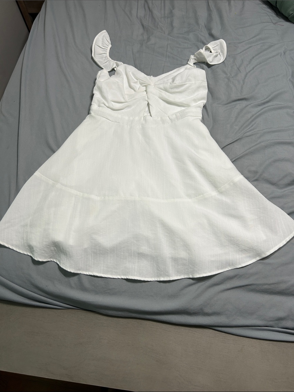 Trixxi White Ruffled Strap Mini Dress